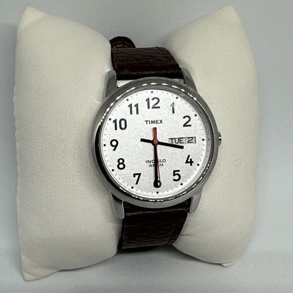 Timex Easy Reader T20041 Men's Brown Leather Analog Dial Quartz Watch HME88 - Picture 2 of 11